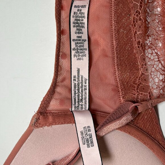 Victoria's Secret 32D Full Coverage Push Up Bra Lace Racerback Mauve front close - Picture 7 of 10